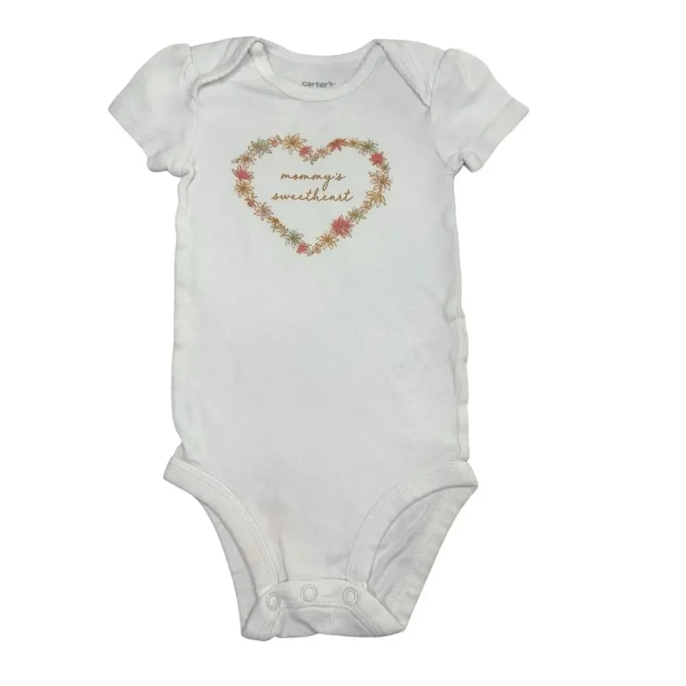 Carter's Bodysuit Bundle Baby Girl Floral Heart Yellow 9 Months